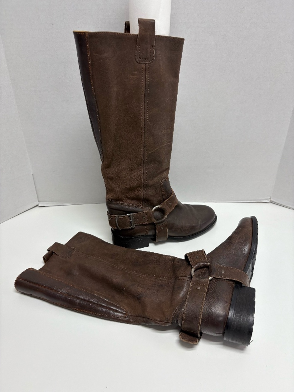 Cole Haan Harness-Style Brown Leather Riding Boots - Size 37.5